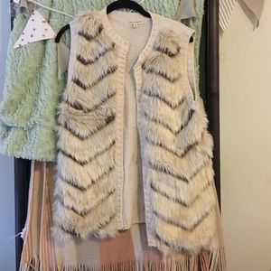 Trendy Stripped Fur Vest